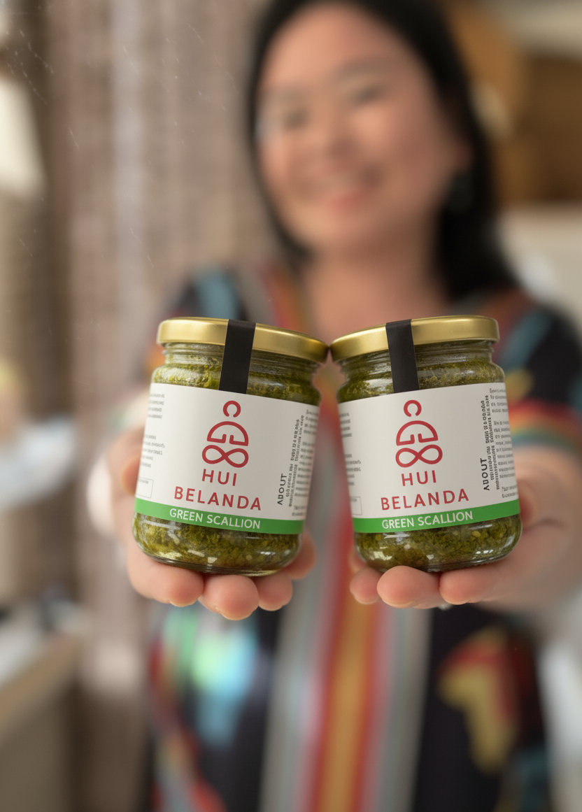 Two jars of Hui Belanda Green Scallion Oil